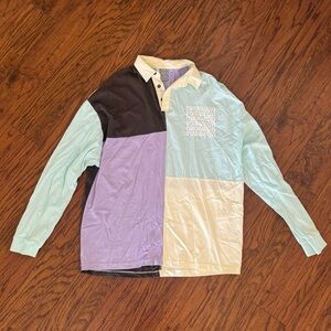 ASOS Men’s Crooked Tongues Colorblock Polo Long Sleeve Shirt  | Medium